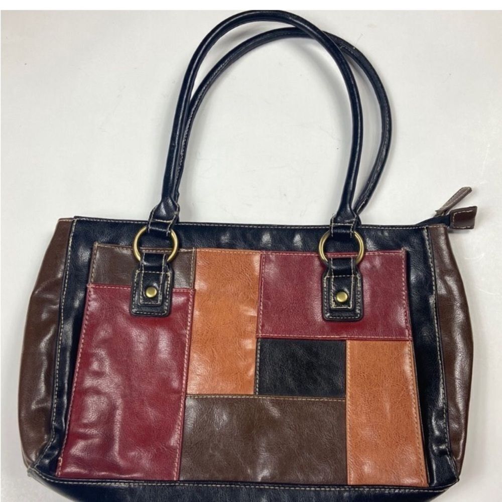 Vintage Bueno Elegant Patchwork Leather Shoulder Bag - Multicolor
